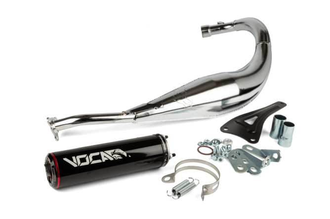 Auspuff VOCA Chromed 50cc / 70cc Minarelli AM6 ESD schwarz mit Straßenzulassung