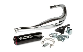 Exhaust Voca Racing 50/70cc chrome / black silencer (CE) Minarelli AM6