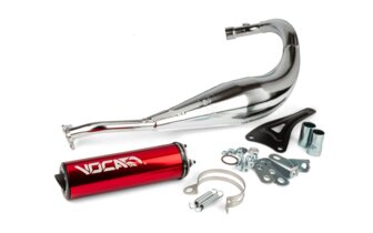 Exhaust Voca Racing 50/70cc chrome / red silencer (CE) Minarelli AM6