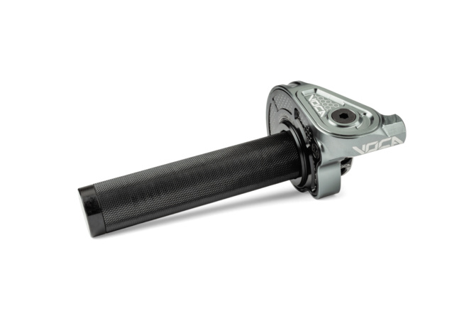 Kurzhub-Gasgriff Voca Bestia CNC 90&ordm; Alu Silber