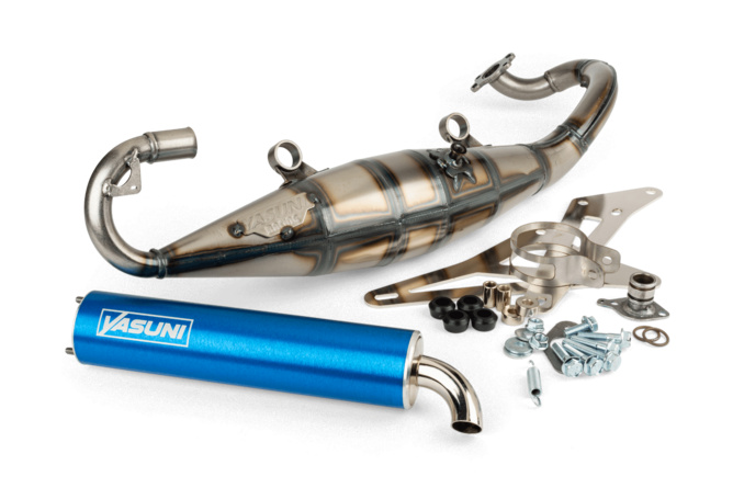 Auspuff Yasuni R Peugeot liegend / Morini Blau