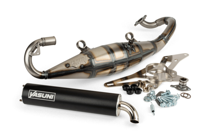 Auspuff Yasuni R Derbi Atlantis / Peugeot liegend AC schwarz