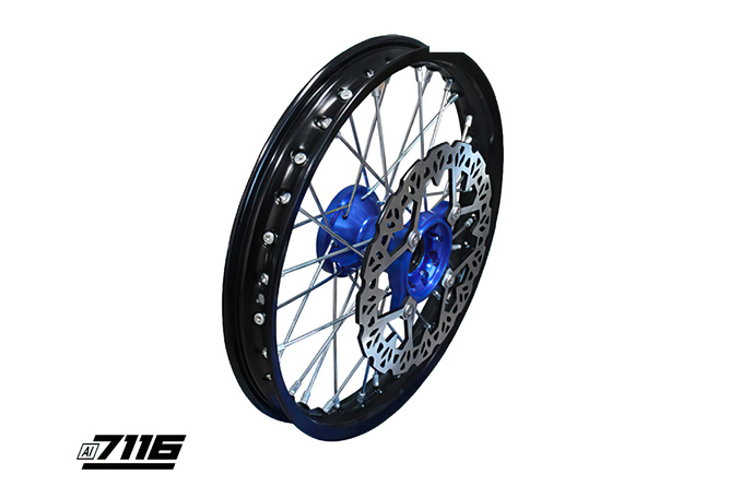 Roue Av. alu 1.4x14" - moyeu CNC bleu avec disque YCF Factory Pit Bike