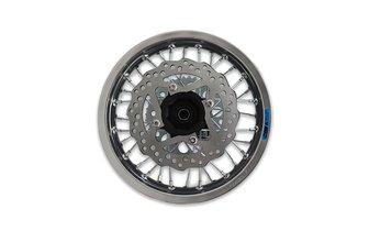 Ruota post. alluminio 1.85x12" - mozzo CNC nero / cerchio argenteo con disco / couronne YCF Factory Pit Bike