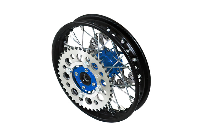Roue arrière - moyeu CNC bleu avec disque et couronne Pit Bike YCF50A