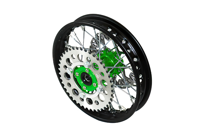 Roue arrière - moyeu CNC vert avec disque et couronne Pit Bike YCF50A
