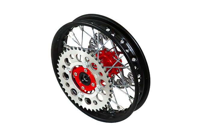 Roue arrière - moyeu CNC rouge avec disque et couronne Pit Bike YCF50A