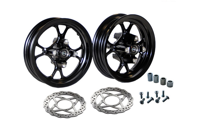 Wheel Set (x2) with spokes Supermotard 10 inch with brake discs Pit Bike / Dirt Bike
