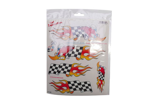 Autocollant pivert a damier en feu (20x24cm)