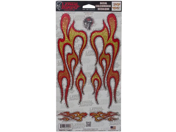 (2 Pack) Lethal Threat Hot Rod Metal Flame Sticker Decal Set Easy Peek &  Stick