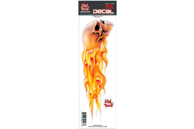 Autocollant Lethal Threat skull flaming droit (7x25cm)