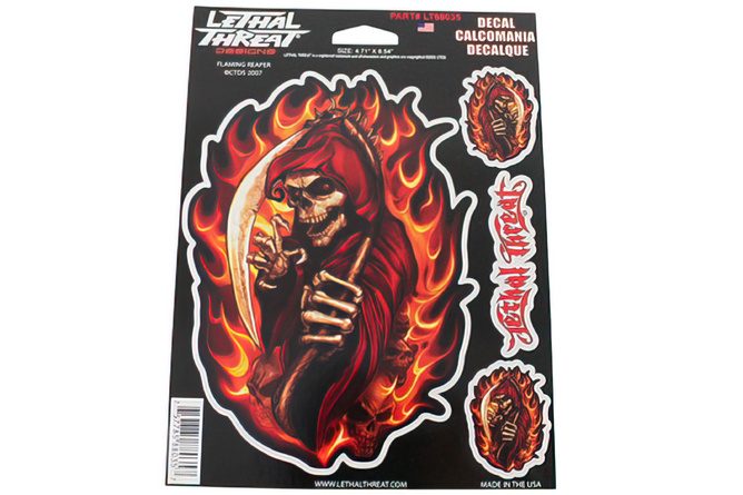 Autocollant Lethal Threat reaper flaming (15x20cm)