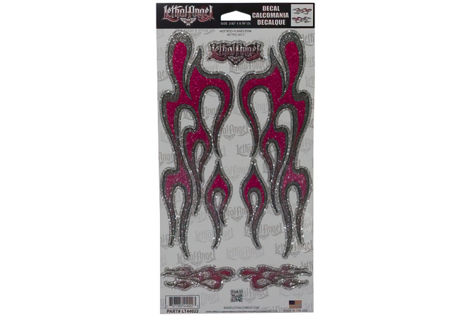 Autocollant Lethal Threat hot rod flames pink (15x26cm)