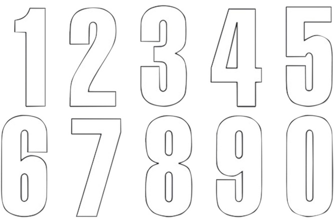 Number Sticker x3 Blackbird #6 13X7cm white