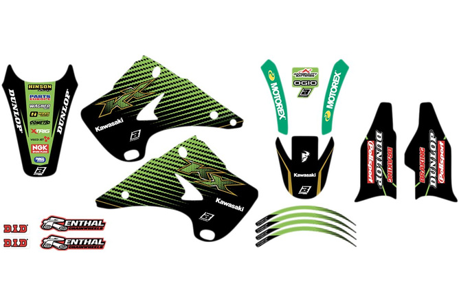 Kit déco complet avec housse de selle Blackbird Replica KRT 2019 KX 125 / 250 2003-2008
