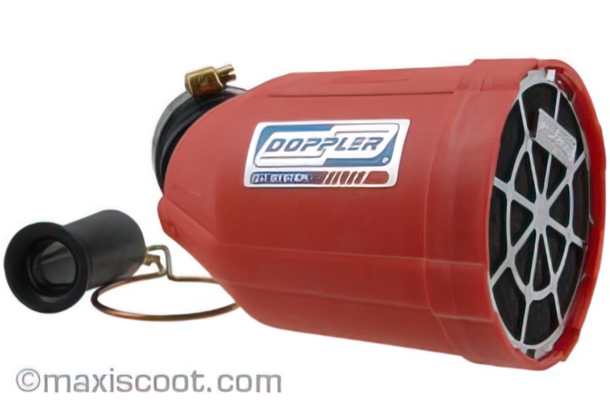 Doppler Air Filter "Venturi" red box/black foam/chrome screen 