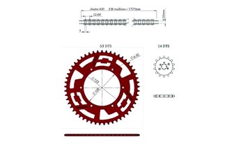 Chain Kit aluminium red 14x53 - 420 Doppler Derbi GPR / Aprilia RS4