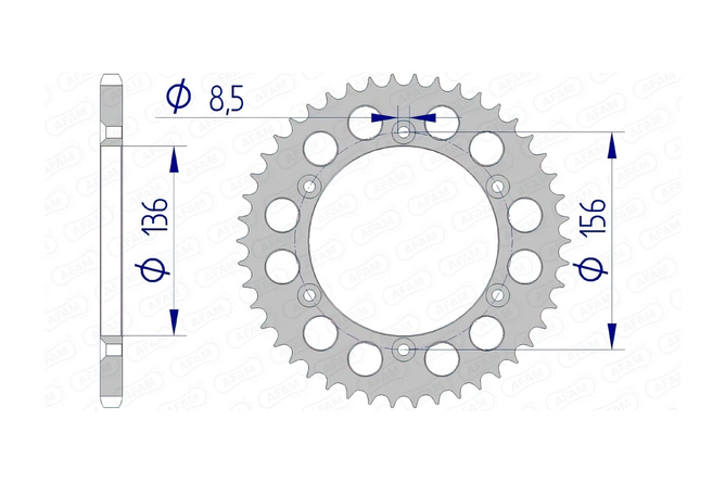 Couronne Afam aluminium 45 dents GasGas / Husqvarna