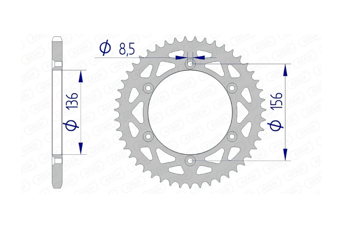 Kettenrad Afam Alu 49 Zähne GasGas / Sherco