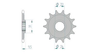 Front Sprocket Afam self-cleaning 14 teeth RM-Z 450