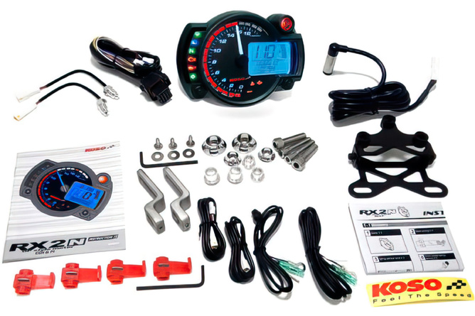 Compteur de vitesse multifonction Koso RX2N jusqu'à 20000 tr/min fond noir 