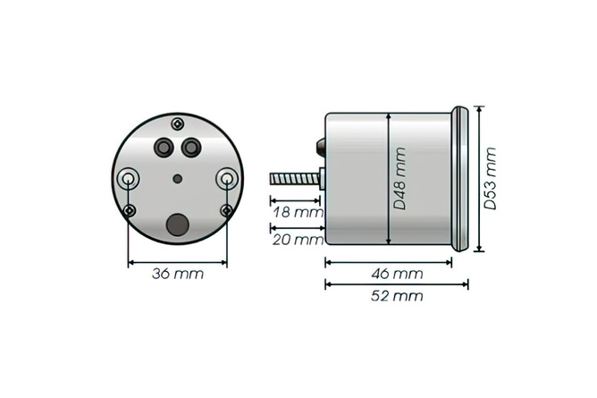 Koso Analogue Tachometer GP Style 0-15000 rpm black dial 