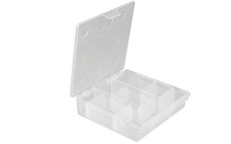 Caja Organizadora Pzas. Pequeñas Transparente con Compartimentos 137x137x31mm Universal