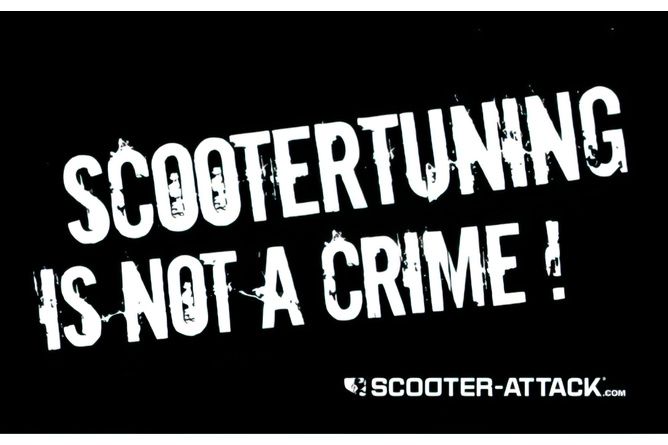 “Sticker “”Scootertuning is not a crime””, black/ white, ca. 63x 105mm”