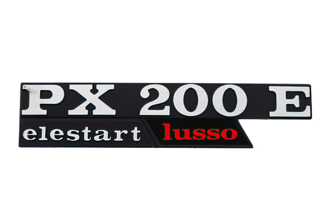 Logo Vespa PX 200 E Lusso Noir/Chromé/Rouge