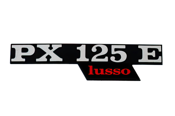 Logo Vespa PX 125 E Lusso Noir/Chromé/Rouge