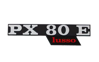 Emblema Anagrama Vespa PX 80 E Lusso Negro / Cromo / Rojo