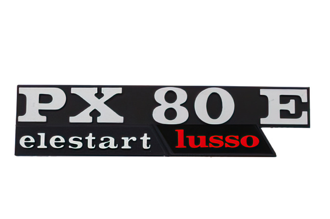 Logo Vespa PX 80 E Elestart Lusso Noir/Chromé/Rouge