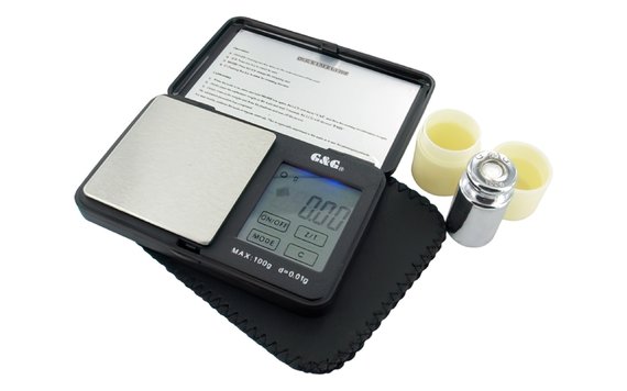 Taschenwaage Digital mit LCD Touchscreen 100g / 0.01g inkl Batterie / Kalibrierungsgewicht