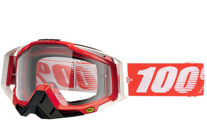 Masque 100% Racecraft Fire Red écran transparent