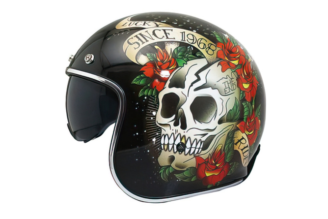 Jethelm MT Le Mans 2 SV Skull & Roses schwarz 