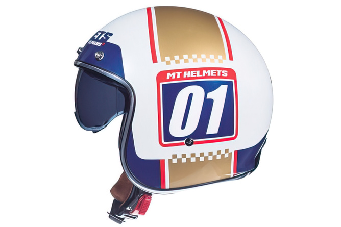 Casques Jet MT Le Mans 2 SV Numberplate Blanc / Or 