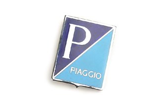 Logo Piaggio à clipser 37x46mm bleu / chrome
