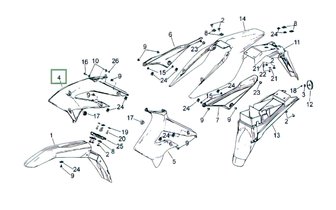 Copertura Radiatore Fianco destro bianco - ricambio originale Derbi Senda DRD X-Treme dal 2010