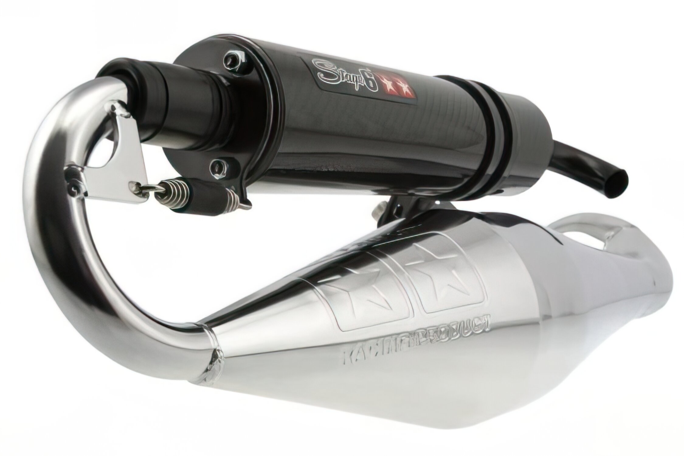Stage6 Exhaust Pro Replica chrome / carbon silencer CPI / Keeway