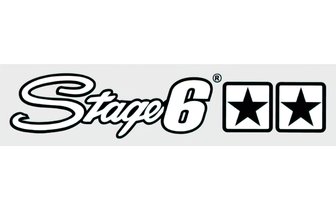 Autocollant logo Stage6 blanc 25x4,5cm