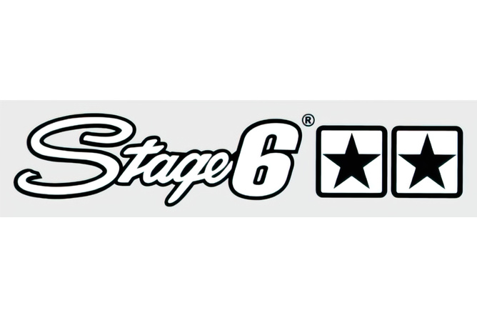 Autocollant logo Stage6 blanc 25x4,5cm