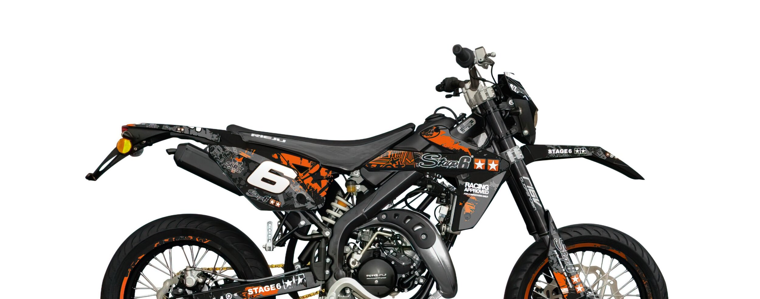 PonziRacing - Scooter et Moto 50cc > Esthétique > Graphiques de moto 50cc > Kit  déco Stage6 Rieju MRT orange - blanc