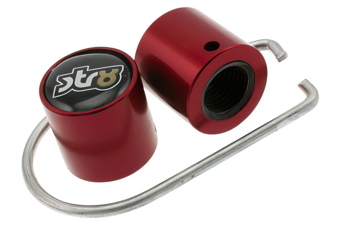 Valve Caps STR8 with theft protection anodized red 