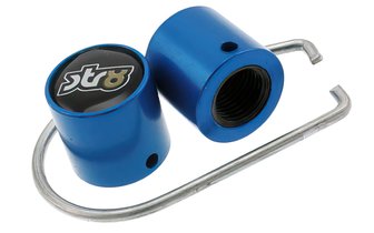 STR8 Valve Caps with theft protection anodized blue