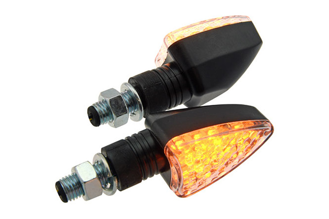 Blinker LED Fighter LED klarglas schwarz mit CE Prüfzeichen 