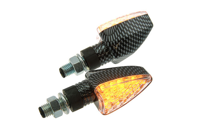 Blinker LED Fighter LED klarglas carbon mit CE Prüfzeichen 