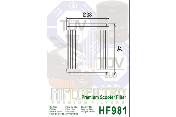 Filtro de Aceite Hiflofiltro HF981 MBK Citycruise 125c (07/11) / Yamaha Xmax 125 (06/13)