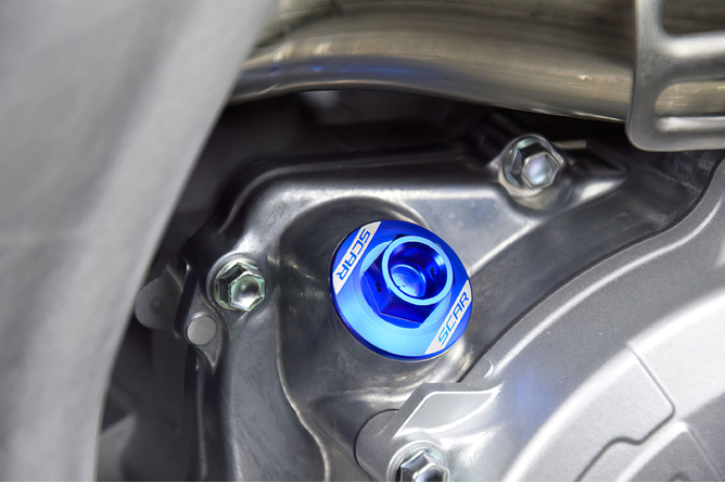 Tappo di riempimento olio Scar alluminio Honda / Yamaha blu