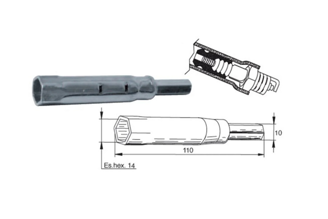 Spark Plug Wrench Buzzetti 4-stroke 14mm / 110mm Honda SH300