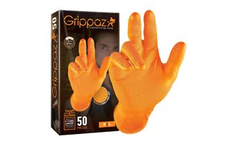 Gants d'atelier orange Nitrile haute résistance - Boîte de 25 paires - T7 (S)